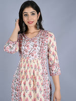 Thumbnail for Kalini Women Beige Floral Printed Flared Sleeves Kurta - Distacart