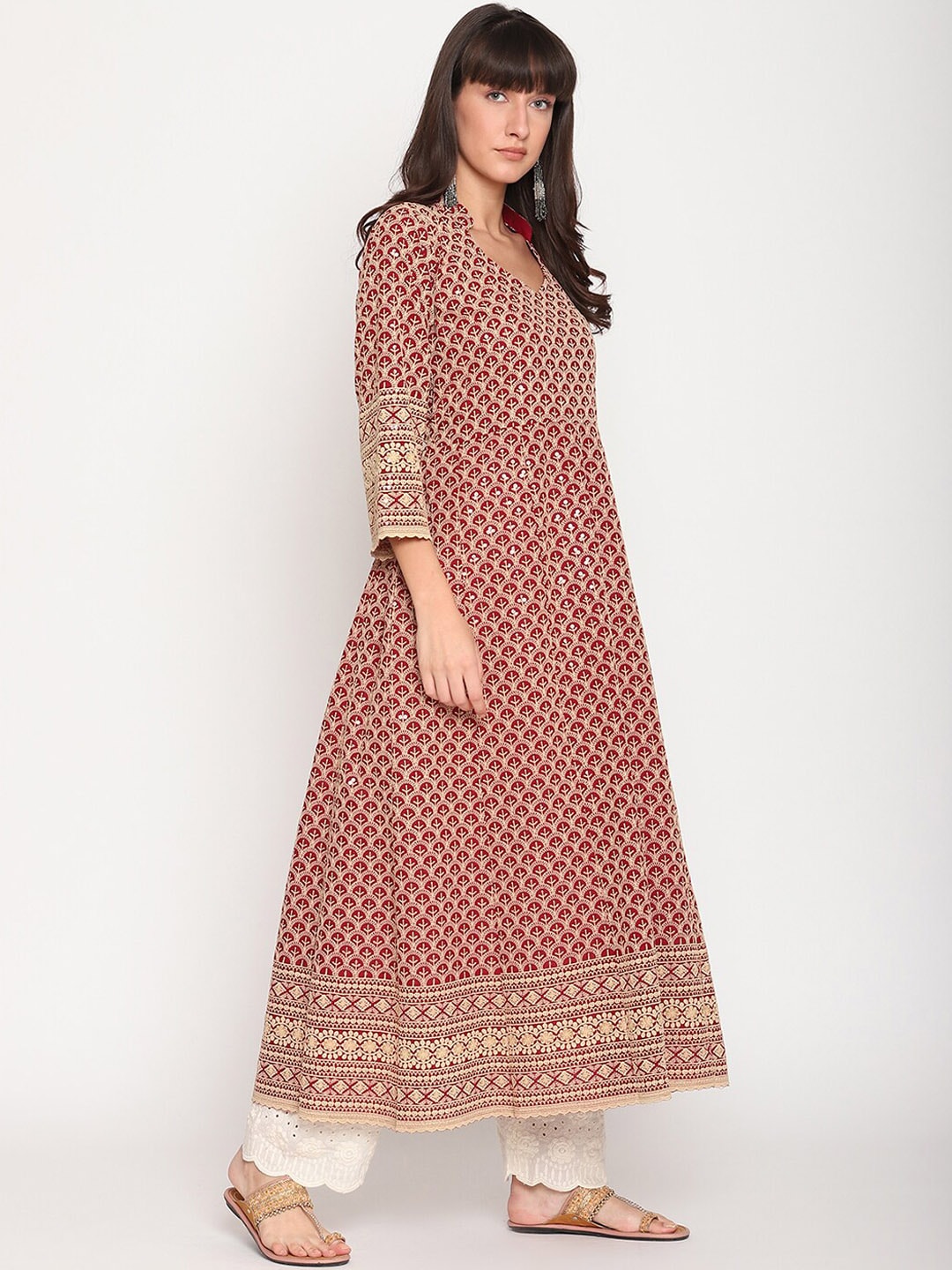 Kalini Chikankari Embroidered Pure Cotton Anarkali Kurta - Distacart