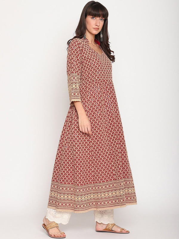 Kalini Chikankari Embroidered Pure Cotton Anarkali Kurta - Distacart