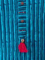 Thumbnail for Kalini Women Turquoise Blue & Pink Striped Cotton A-line Kurta - Distacart