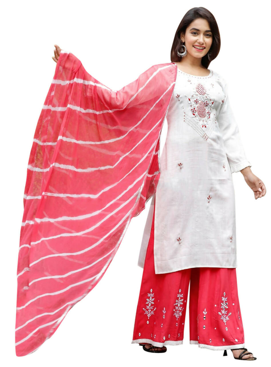 Vamika Embroidery Rayon White Party Wear/Casual Wear Women Kurta Set/Suit - Distacart