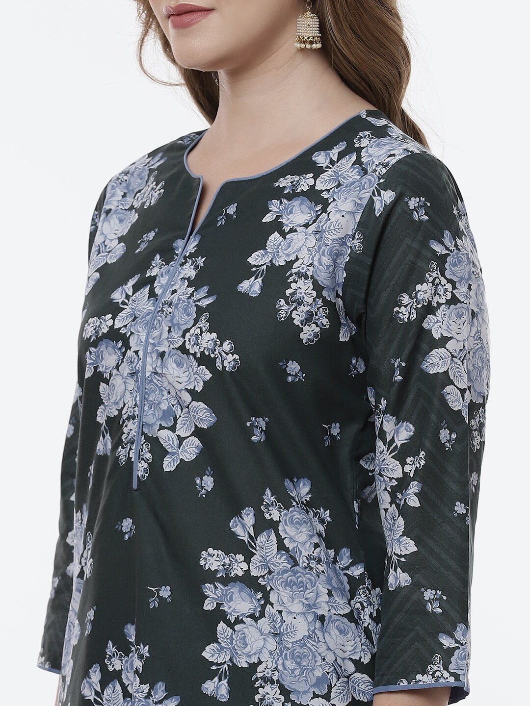 Biba Women Black Floral Printed Pure Cotton Kurta with Palazzos & With Dupatta - Distacart