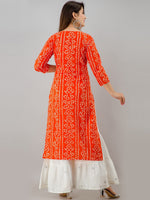 Thumbnail for HERE&NOW Orange & White Bandhani Printed Gotta Patti Kurta with Sharara - Distacart