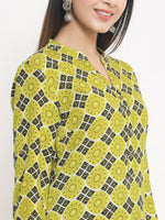Thumbnail for Sangria Women Green Printed Kurta with Trousers - Distacart