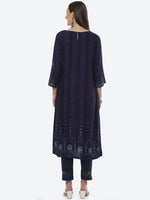Thumbnail for Biba Women Navy Blue Ethnic Printed Kurta - Distacart