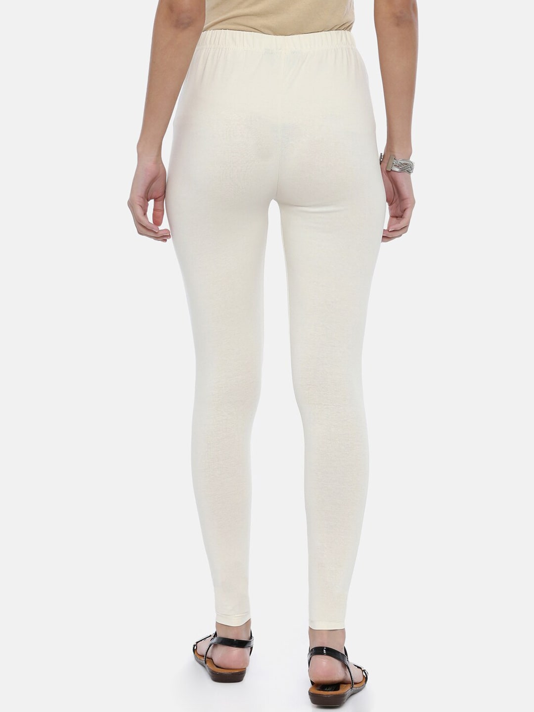 Souchii Cream-Coloured Solid Ankle-Length Leggings - Distacart