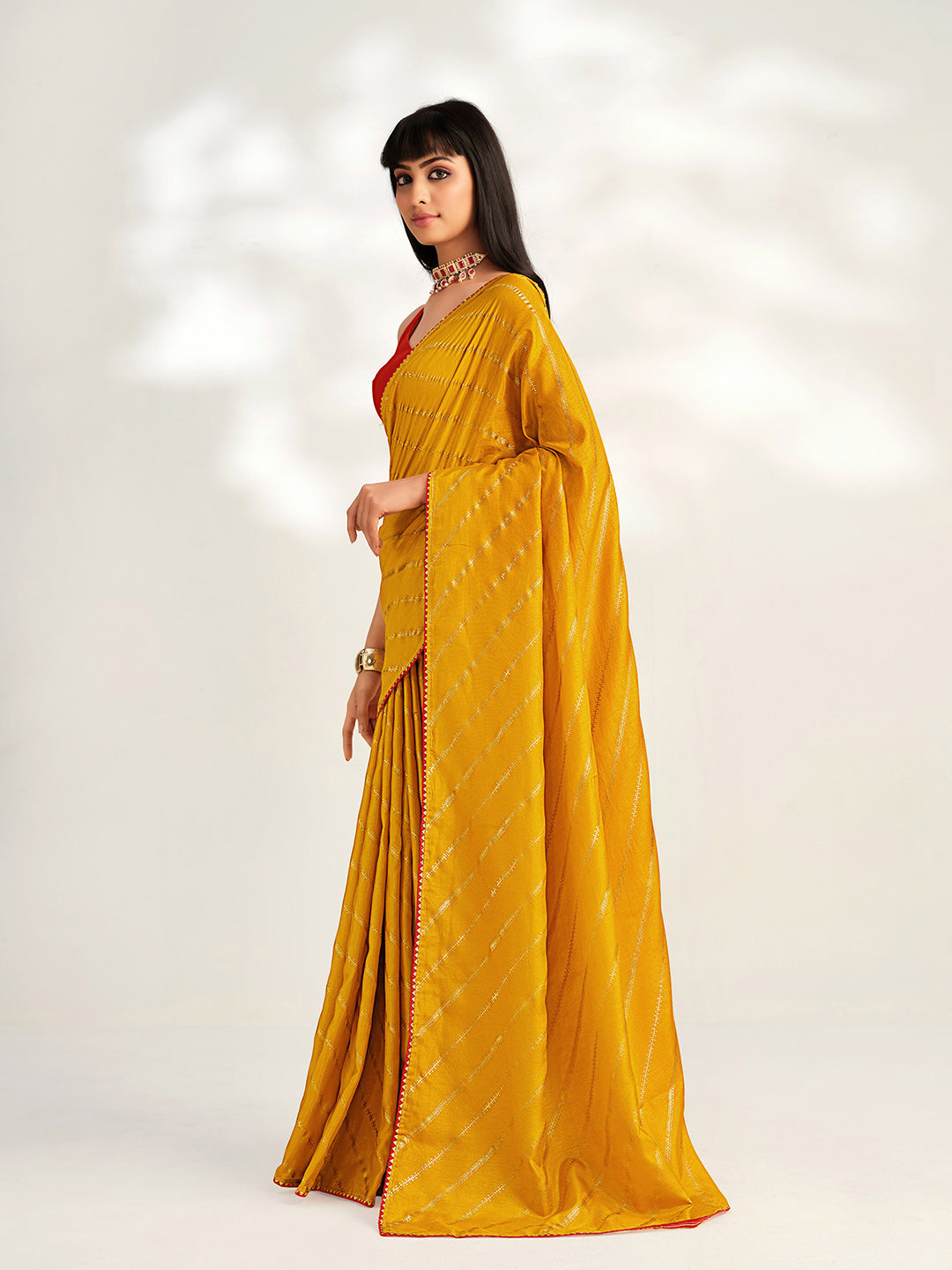 Sangria Striped Silk Blend Saree - Distacart
