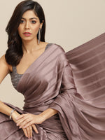 Thumbnail for Tikhi Imli Gunmetal-Toned Striped Saree - Distacart