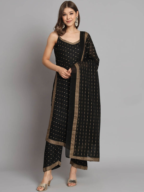 Kalini Geometric Printed Straight Kurta with Palazzos & Dupatta - Distacart