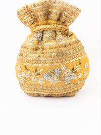 Thumbnail for NR By Nidhi Rathi Women Gold Embroidered Potli Bag - Distacart