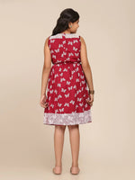 Thumbnail for NOZ2TOZ Maroon & White Floral Dress For Girls - Distacart