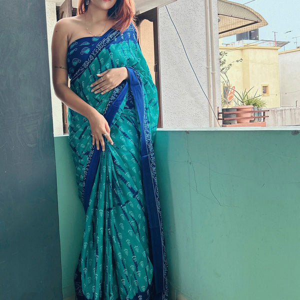 Kalini Ethnic Motifs Printed Pure Cotton Bagh Saree - Distacart