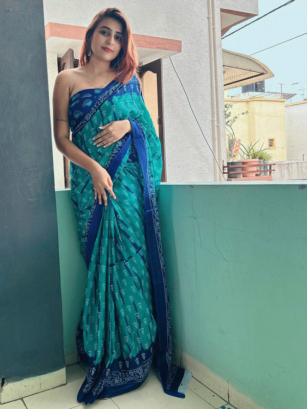 Kalini Ethnic Motifs Printed Pure Cotton Bagh Saree - Distacart