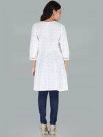 Thumbnail for Kalini Women White Cotton Embroidered Chikankari Kurta - Distacart
