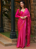 Thumbnail for Koskii Mirror Work Embroidered Satin Bandhani Saree - Distacart