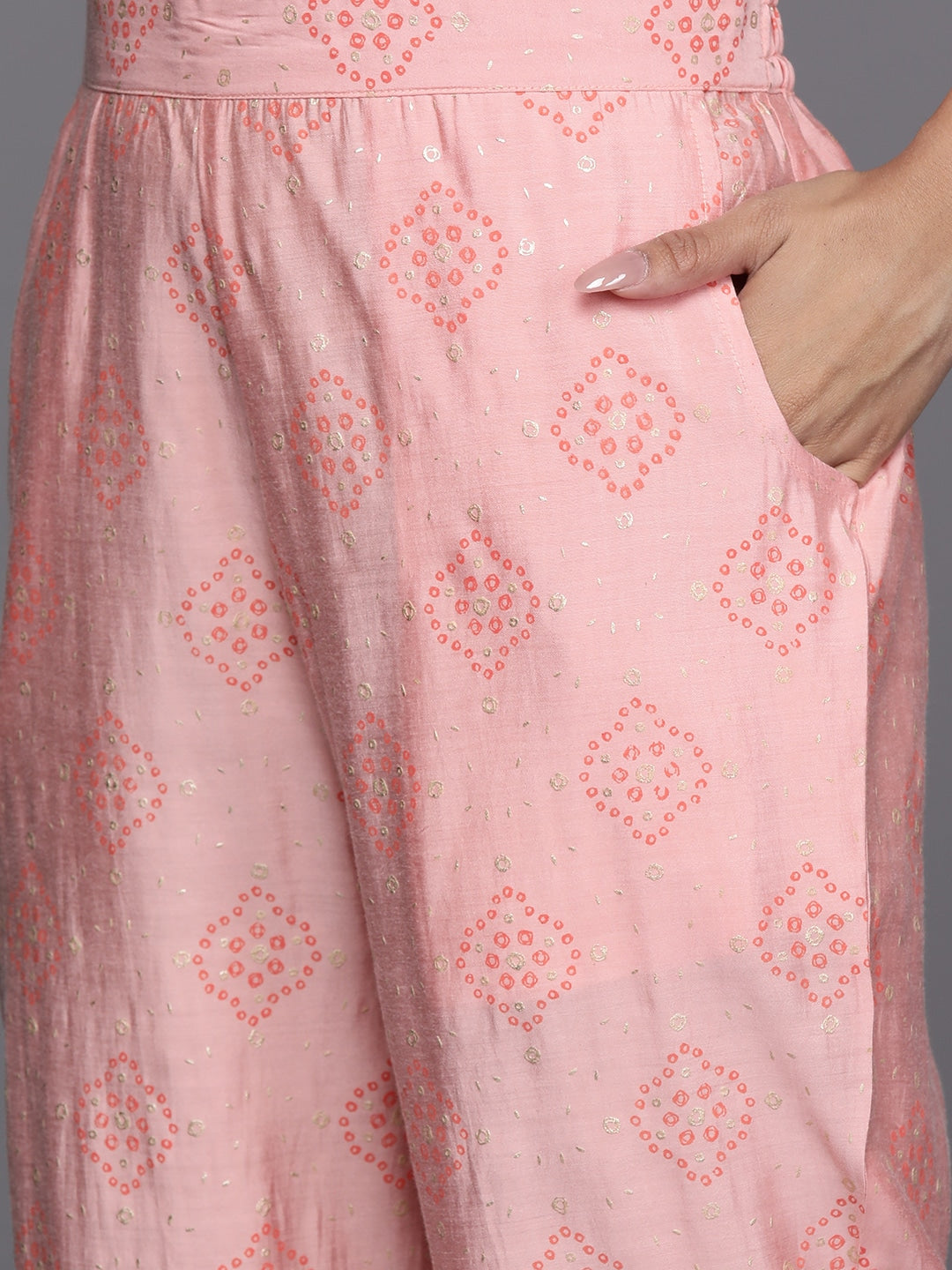 Libas Ethnic Motifs Printed One Shoulder Kaftan Fusion Kurta With Trousers - Distacart