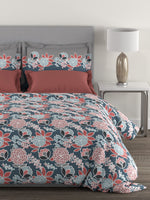 Thumbnail for MYTRIDENT Blue Green Floral Cotton 144 TC Queen Bedsheet With 2 Pillow Covers - Distacart
