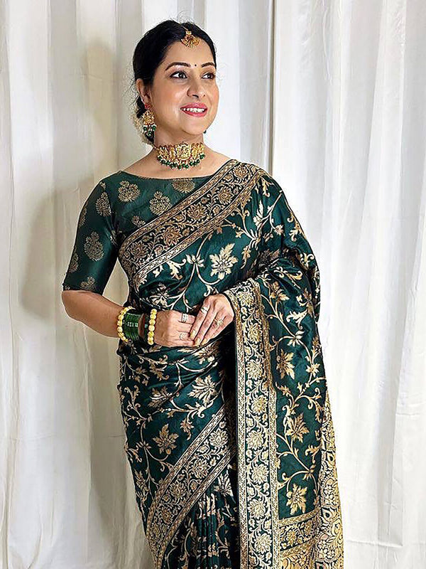 Kalini Floral Woven Design Banarasi Saree - Distacart