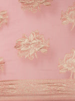 Thumbnail for Saree Mall Pink Floral Linen Blend Banarasi Saree - Distacart