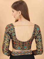 Thumbnail for Mitera Black & Orange Pure Silk Saree - Distacart
