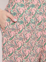Thumbnail for Kalini Women Peach-Coloured Ethnic Motifs Printed Panelled Gotta Patti Pure Cotton Kurta with Trousers & - Distacart