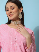 Thumbnail for Kalini Ethnic Motifs Embroidered Chikankari Georgette Straight Kurta - Distacart