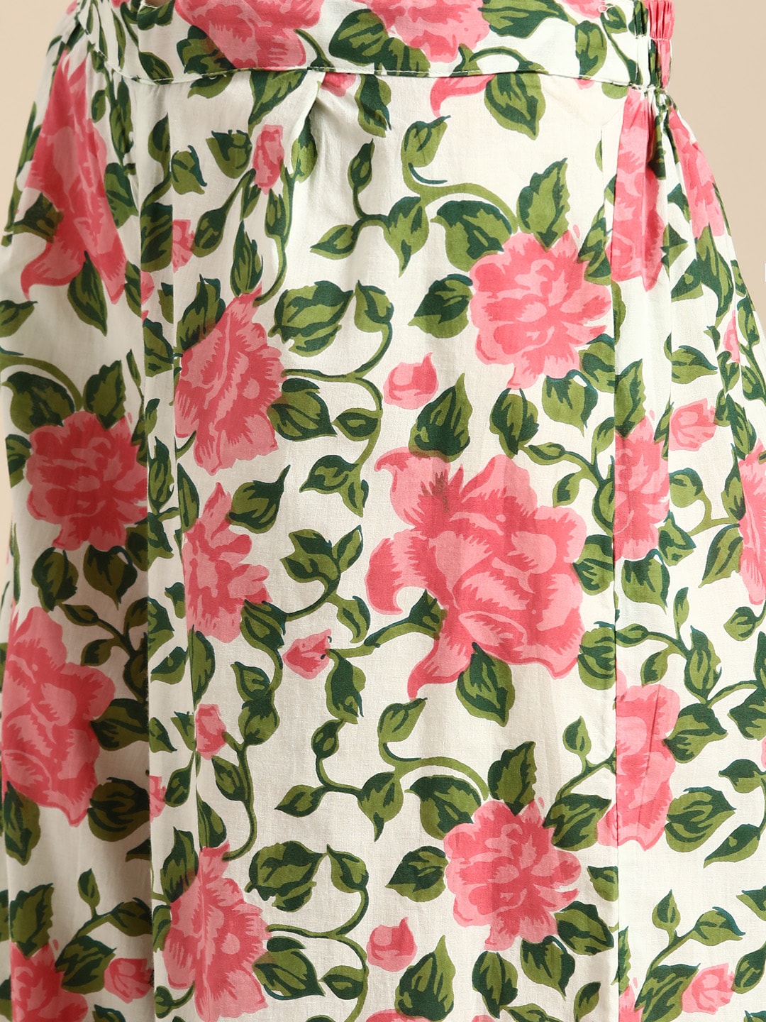 Sangria Women Pink Floral Printed Lace Inserts Pure Cotton Kurta with Sharara & Dupatta - Distacart