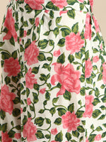 Thumbnail for Sangria Women Pink Floral Printed Lace Inserts Pure Cotton Kurta with Sharara & Dupatta - Distacart