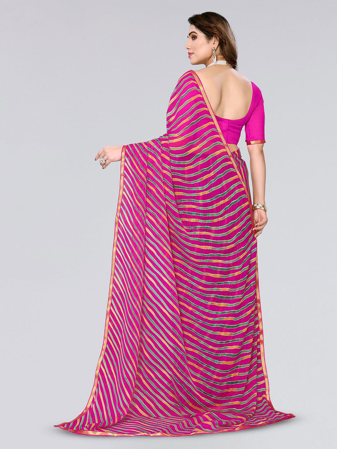 Kalini Leheriya Zari Poly Chiffon Leheriya Saree - Distacart