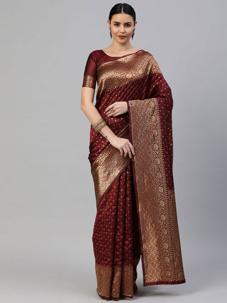 Kalini Ethinic Woven Design Zari Banarasi Saree - Distacart