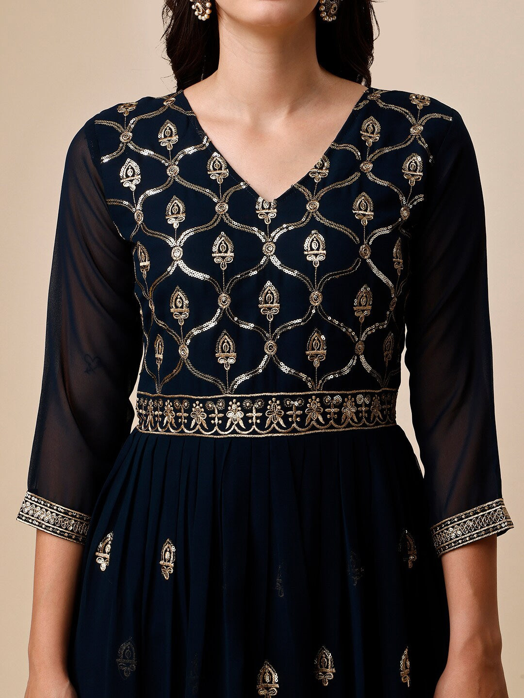 Kalini Ethnic Motifs Embroidered Georgette Kurta - Distacart