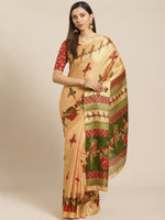 Thumbnail for Saree Mall Beige & Red Printed Saree - Distacart