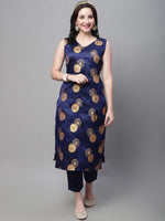 Thumbnail for Kalini Floral Printed V-Neck Kurta with Trousers & With Dupatta - Distacart