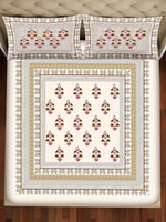 Thumbnail for BELLA CASA Grey & Maroon Printed 350 TC Cotton King Bedsheet With 2 Pillow Covers - Distacart