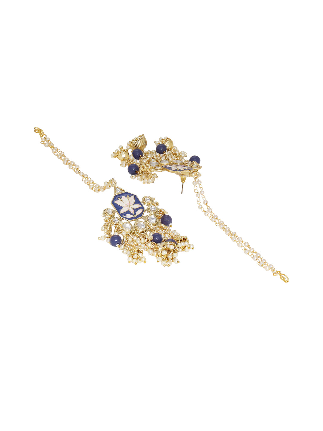 Shoshaa Women Gold-Plated Blue Contemporary Drop Earrings - Distacart