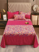 Thumbnail for JC Collection Pink & Blue TC 240 Ethnic Motifs Cotton King Bedsheet with 2 Pillow Covers - Distacart