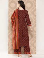 Thumbnail for Kalini Floral Printed Angrakha Sequinned Pure Cotton Kurta with Palazzos & Dupatta - Distacart