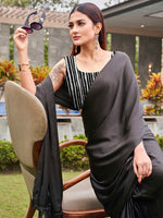 Thumbnail for Tikhi Imli Striped Satin Ready to Wear Saree - Distacart