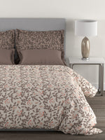 Thumbnail for MYTRIDENT Brown White Floral Cotton 144 TC Queen Bedsheet With 2 Pillow Covers - Distacart