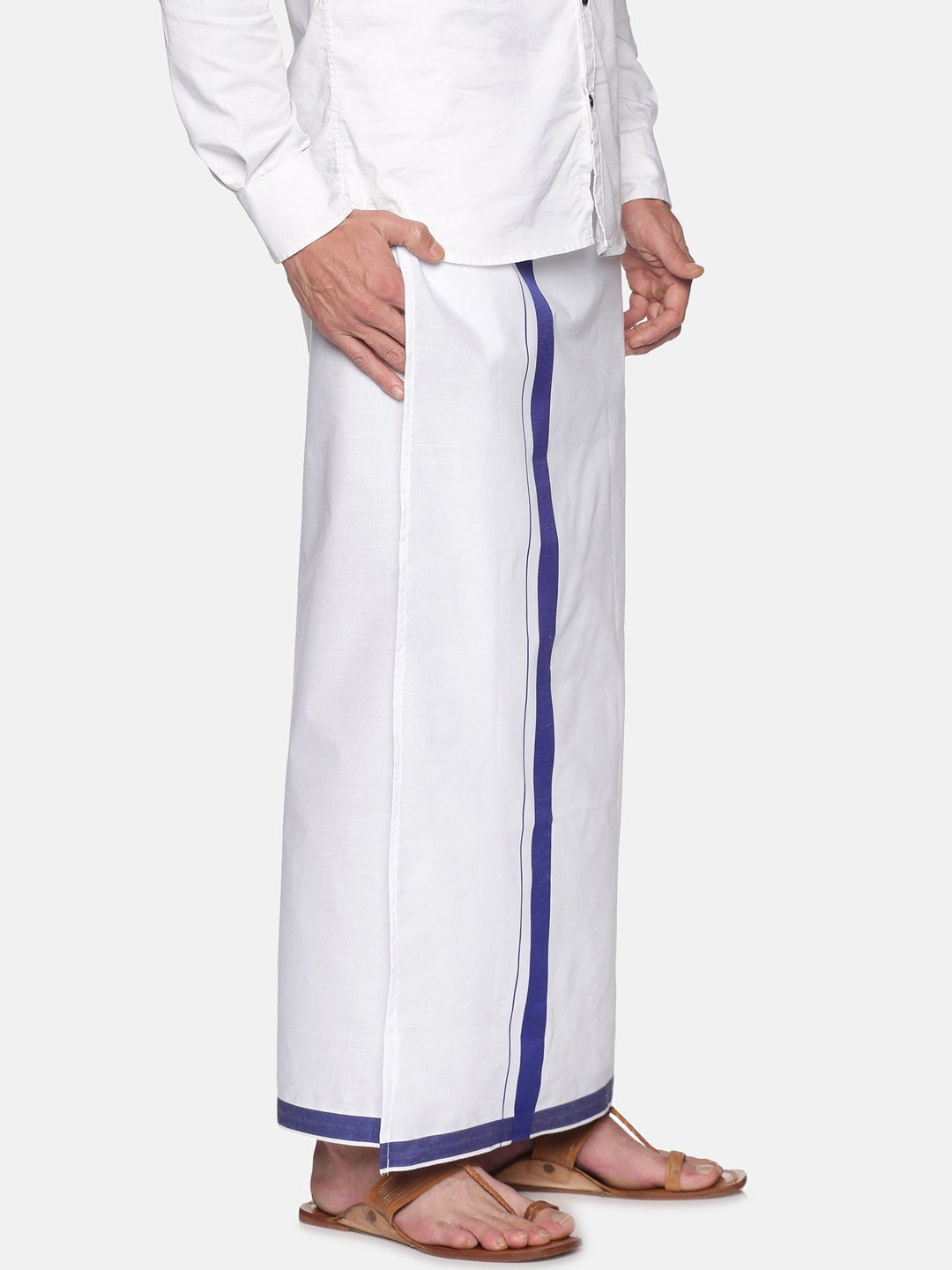 Sethukrishna Mens White Solid Readymade Cotton Dhoti - Distacart