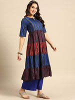 Thumbnail for Sangria Women Dyed Tiered Kurta with Palazzos - Distacart