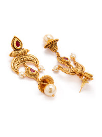 Thumbnail for Rubans Women Gold-Plated & White Pearl-Embellished Jewellery Set - Distacart
