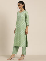 Thumbnail for HERE&NOW Women Printed Regular Pure Cotton Kurta with Palazzos & Dupatta - Distacart