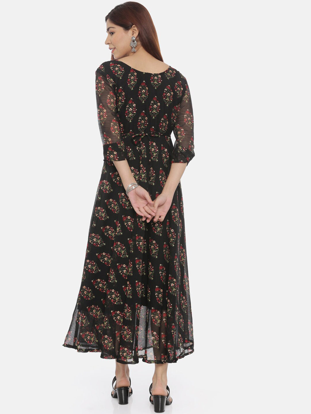 Souchii Women Black Printed Fit And Flare Beautiful Dress - Distacart