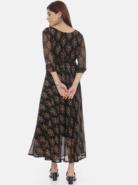 Thumbnail for Souchii Women Black Printed Fit And Flare Beautiful Dress - Distacart