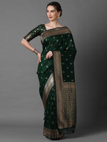 Thumbnail for Mitera Ethnic Motifs Woven Design Zari Silk Blend Banarasi Saree - Distacart