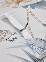 Thumbnail for haus & kinder White & Grey Floral 186 TC Pure Cotton King Bedsheet & 2 Pillow Covers - Distacart