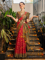 Thumbnail for Kalini Ethnic Motifs Woven Design Zari Detail Kanjeevaram Saree - Distacart