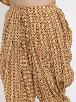 Thumbnail for HERE&NOW Mustard Yellow Floral Printed A-Line Kurta with Dhoti Pants & With Dupatta - Distacart