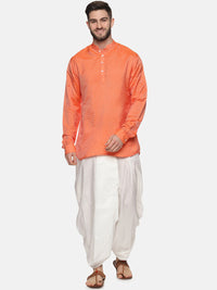 Thumbnail for Sethukrishna Men Orange Empire Kurta with Dhoti Pants - Distacart